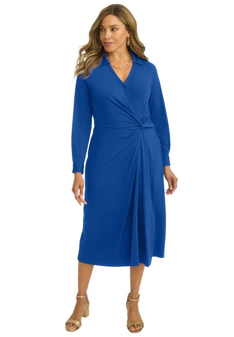 Side Knot Midi Wrap Dress (Plus)
