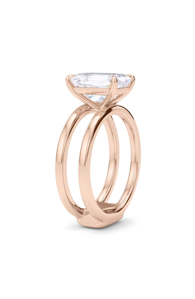 HauteCarat Emerald Cut Double Band Lab Created Diamond Ring, Alternate, color, 2.00Ctw 18K Rose Gold