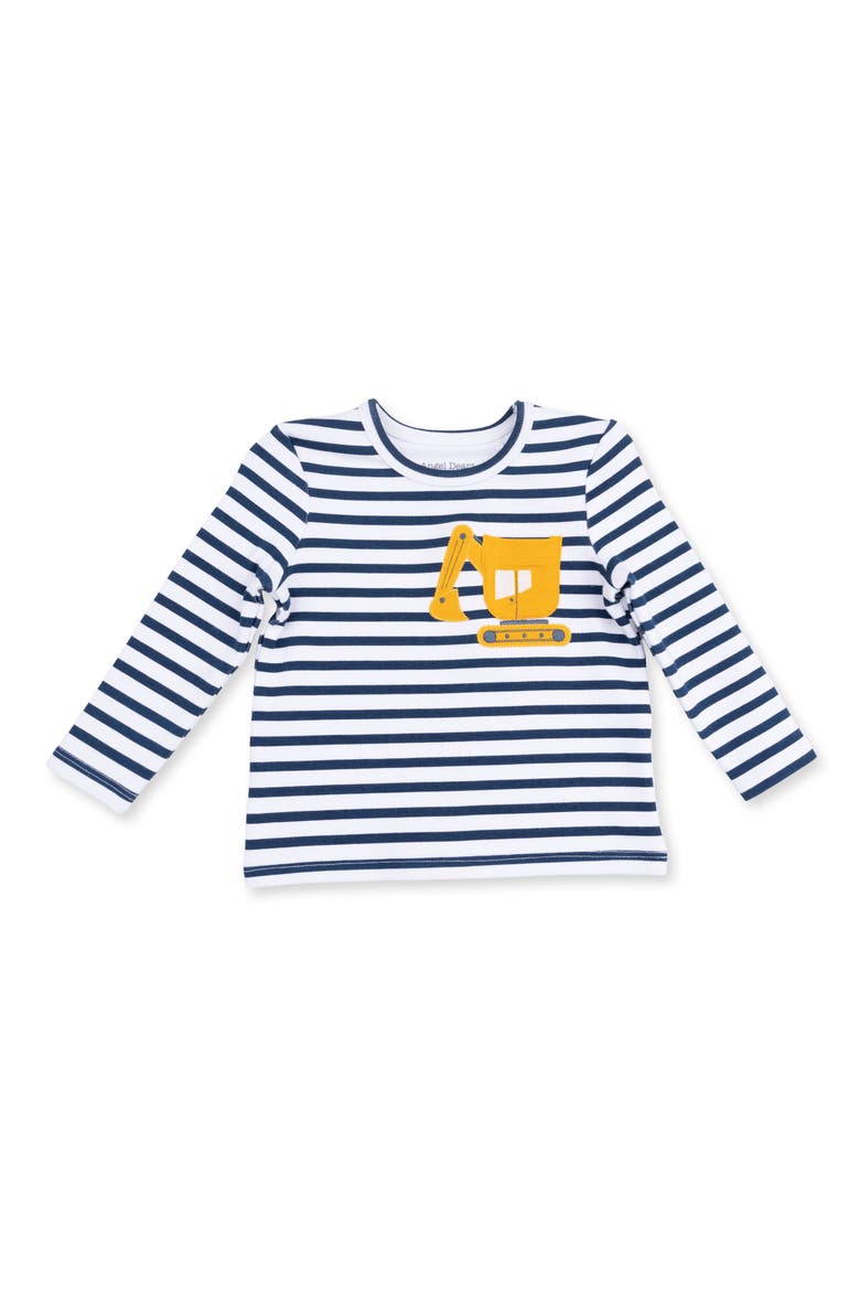 Kids' Digger Appliqué Stretch Organic Cotton T-Shirt, Main, color, NAVY WHITE