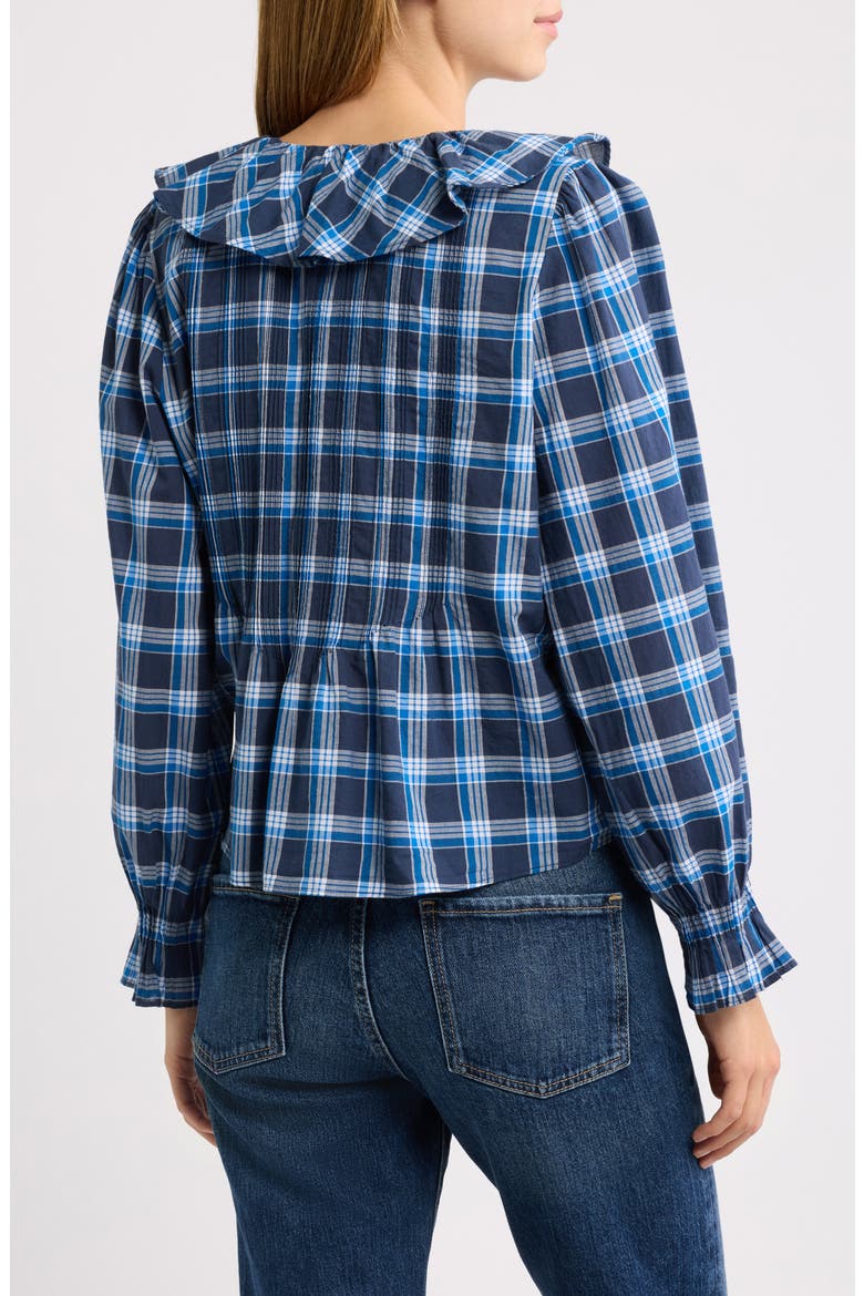 Hardy Ruffle V-Neck Organic Cotton Top, Alternate, color, VALMONT PLAID