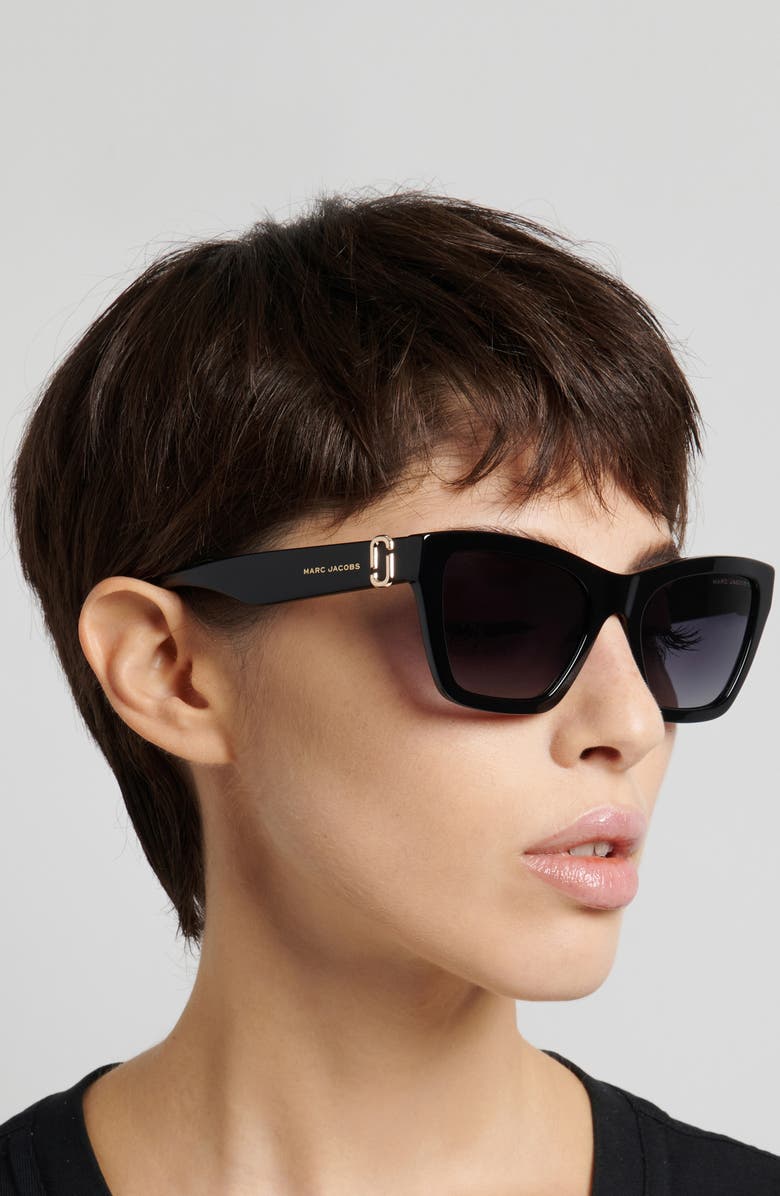 Marc Jacobs 54mm Cat Eye Sunglasses, Alternate, color, Black/ Dark Grey