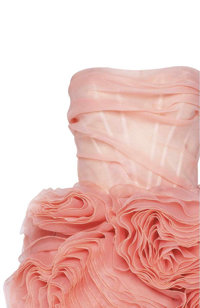 Milla Appliquéd Organza Coral Mini Dress, Alternate, color, 