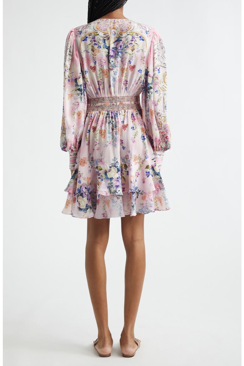Palatial Pastels Crystal Embellished Long Sleeve Silk Dress, Alternate, color, PALATIAL PASTELS PALAPAST