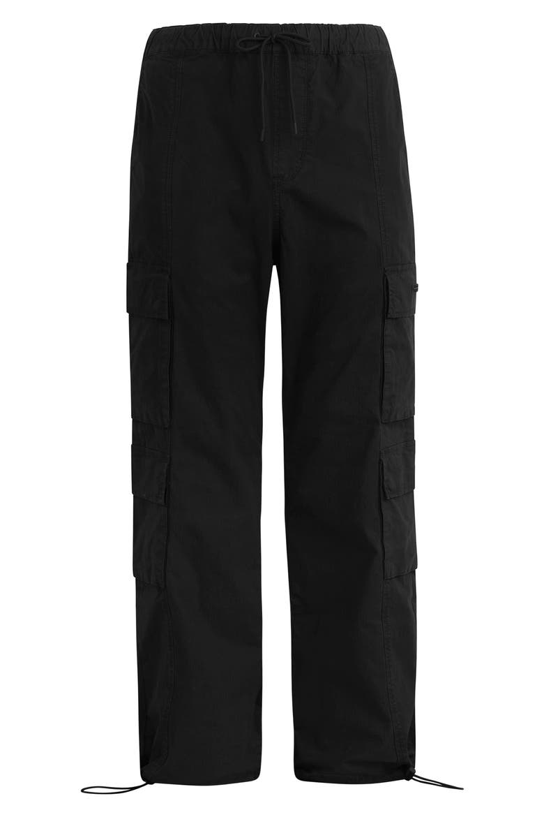 Drawstring Stretch Cotton Cargo Pants, Alternate, color, BLACK