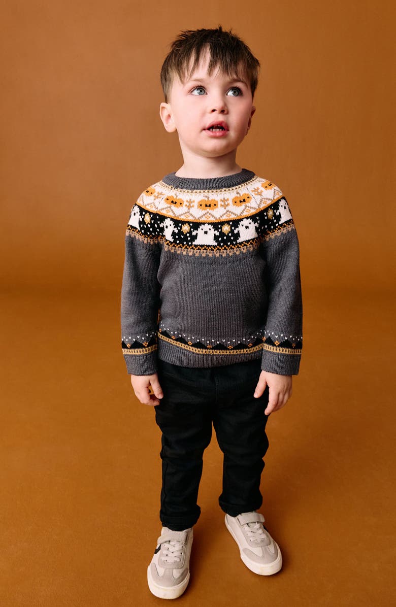 NEXT Kids' Halloween Fair Isle Sweater, Alternate, color, Grey