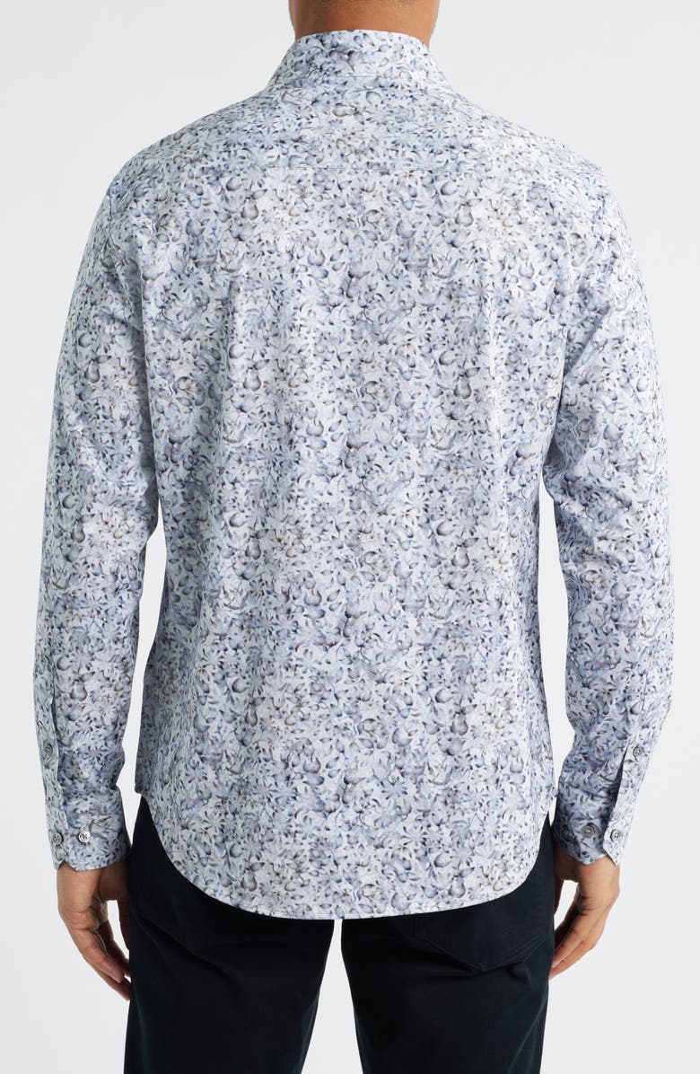 Bugatchi Jimmy OoohCotton<sup>®</sup> Floral Button-Up Shirt, Alternate, color, Platinum
