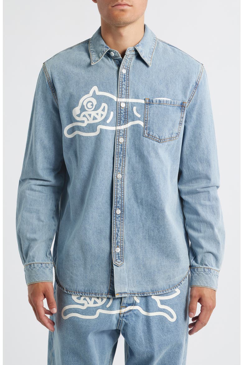 Parado Logo Graphic Denim Button-Up Shirt, Main, color, BUTTER PECAN