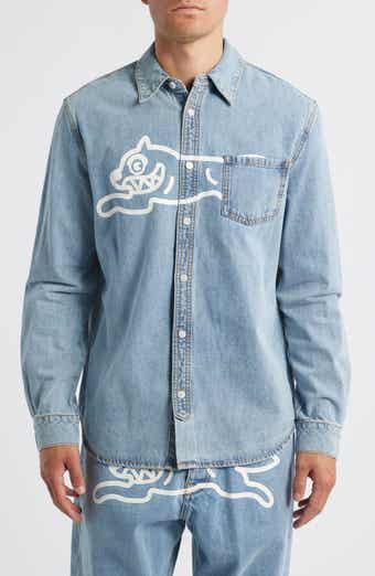 ICECREAM Parado Logo Graphic Denim Button-Up Shirt
