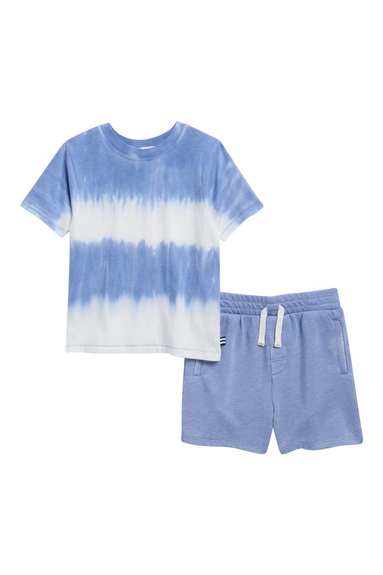 Kids' Sunburst Stripe T-Shirt & Shorts Set, Main, color, SKY BLUE STRIPE