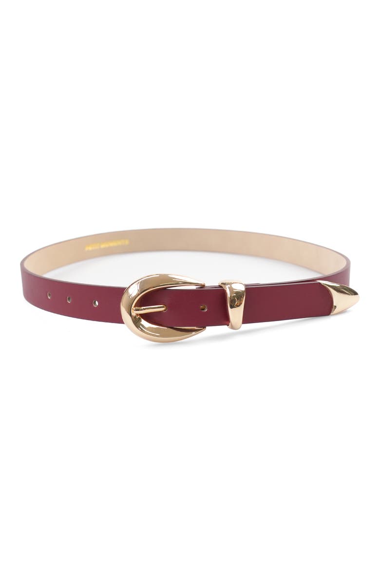 Marisa Faux Suede Belt, Main, color, BURGUNDY/ GOLD