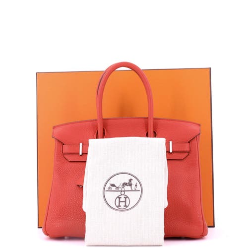 Pre-owned Hermes  Hermes Birkin Handbag Pink Clemence With Palladium Hardware 30 In Orange