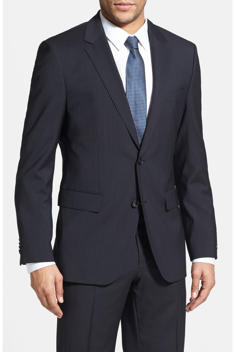 BOSS 'James/Sharp' Trim Fit Stripe Suit, Alternate, color, NAVY