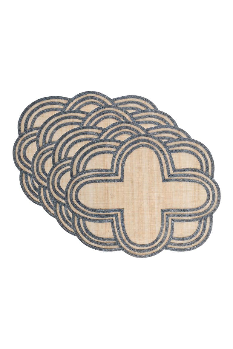 Set of 4 Scallop Stripe Placemats, Main, color, CHAMBRAY