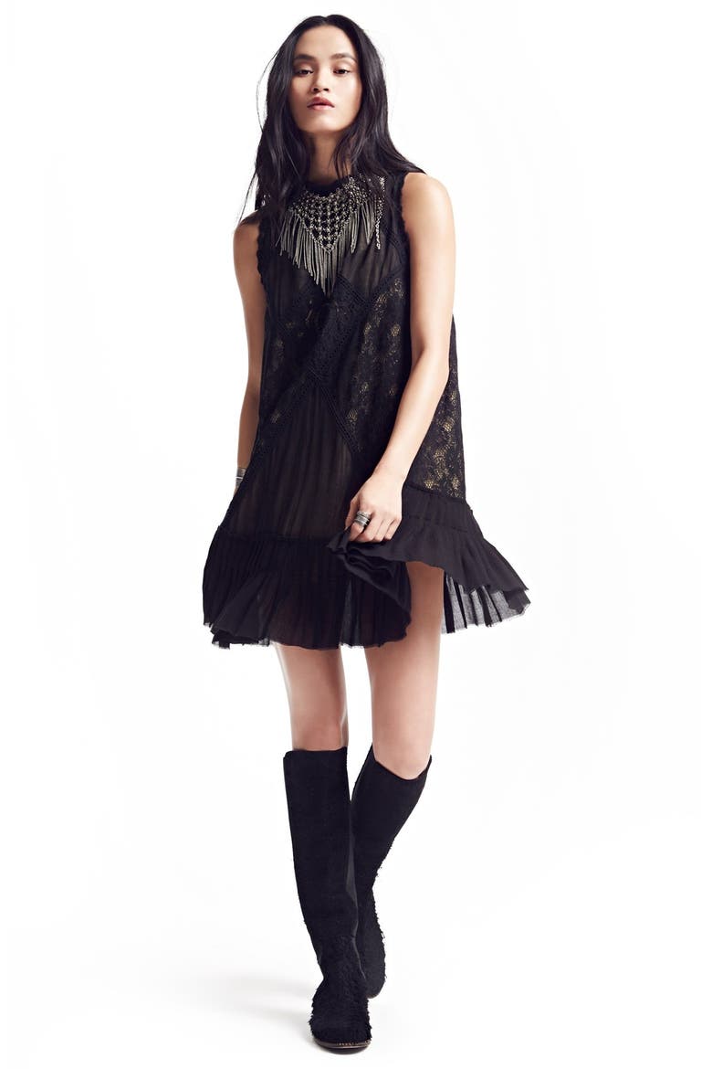 'Angel' Lace Shift Dress, Alternate, color, BLACK