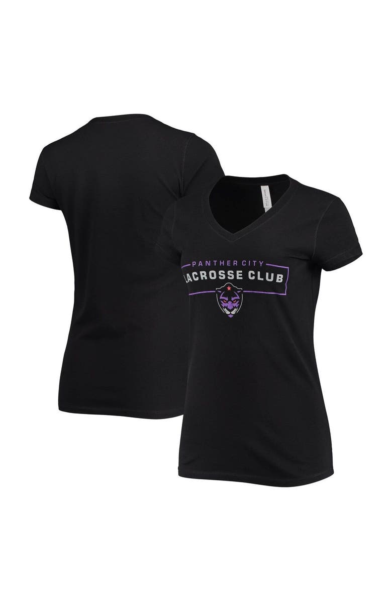 ADPRO Sports Women's Black Panther City Lacrosse Club Primary Logo V-Neck T-Shirt, Main, color, 