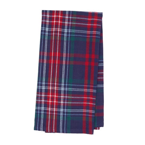27' X 18" Douglas Plaid Woven Cotton Kitchen Dish Towel Red White and Blue Plaid