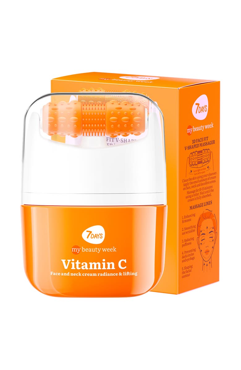 7DAYS Face moisturizer with Vitamin C for Radiance & Lifting with 3D Massage Applicator, Main, color, White