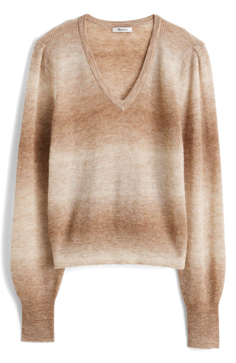 Madewell Space Dye Alpaca Blend V-Neck Sweater, Alternate, color, Spacedye Fawn