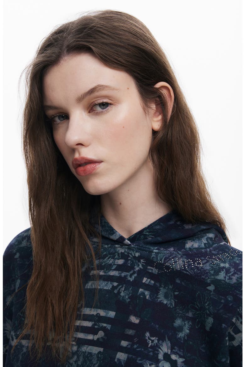 Print Hoodie, Alternate, color, BLACK