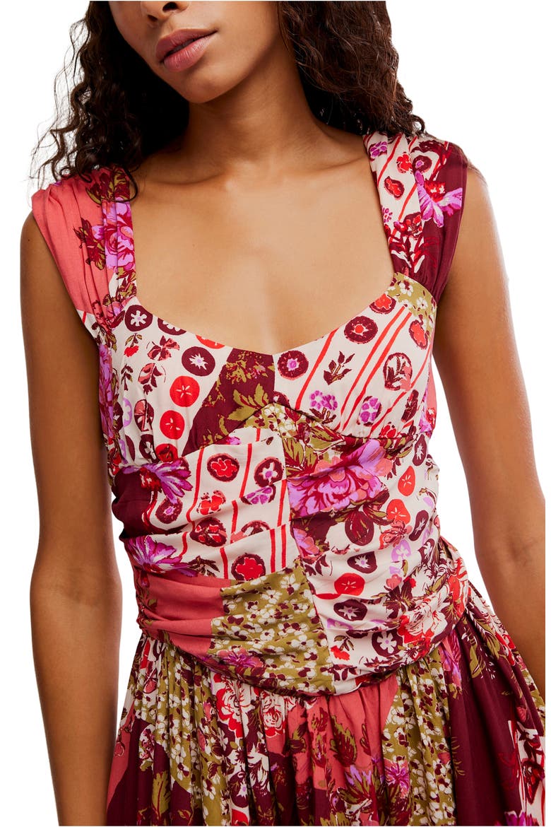 Sasha Floral Mesh Midi Dress, Alternate, color, STRAWBERRY COMBO