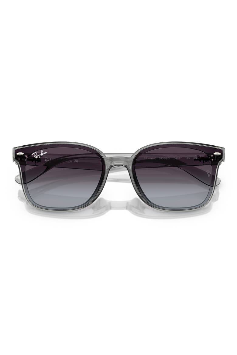 64mm Rectangle Sunglasses, Alternate, color, TRANSPARENT GREY