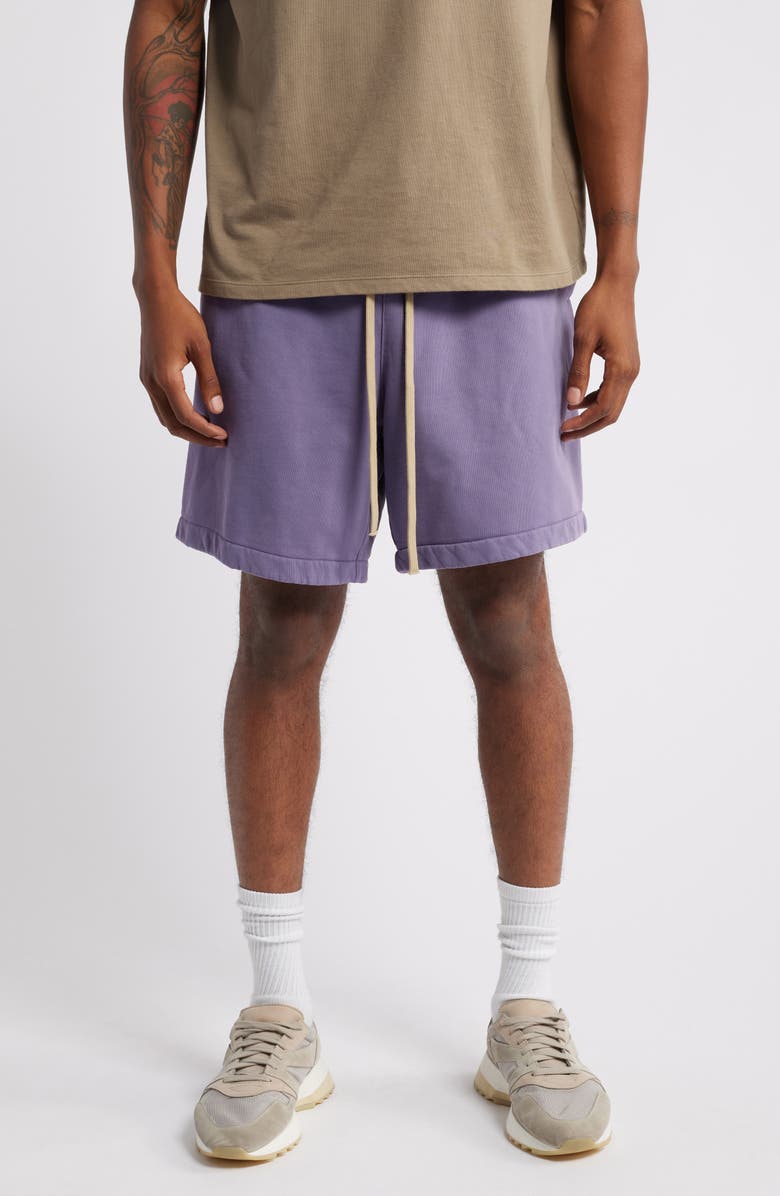 Fear of God Essentials Gender Inclusive Heavy Cotton Fleece Soccer Shorts, Main, color, 