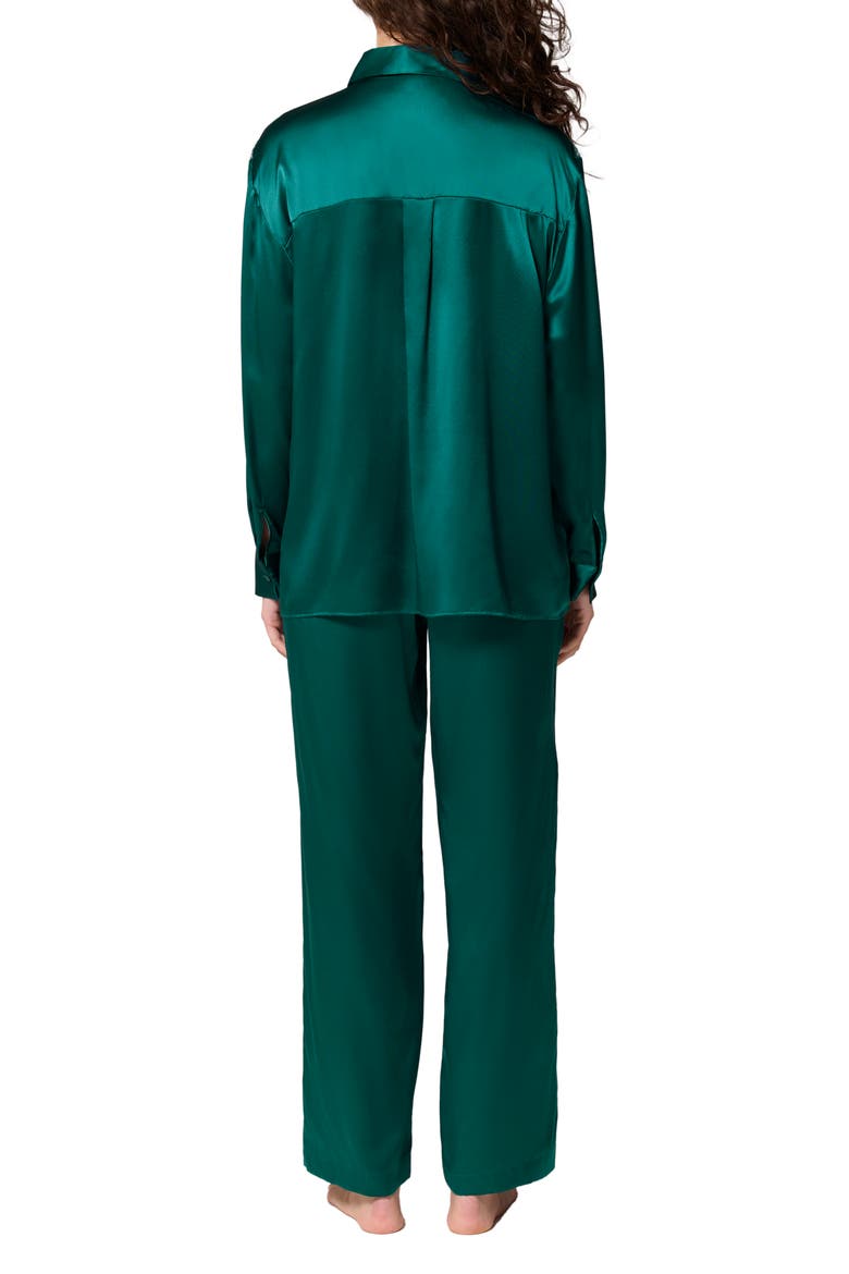 Love Me Silk Blend Button-Up Shirt, Alternate, color, EMERALD