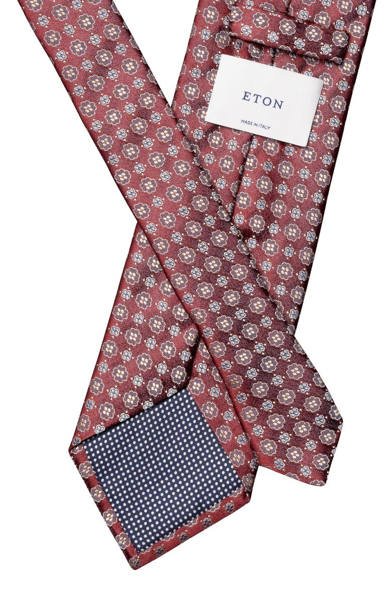 Eton Floral Jacquard Silk Tie, Alternate, color, Medium Red