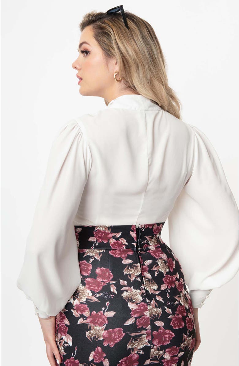Unique Vintage Long Sleeve Neck Tie Gwen Blouse, Alternate, color, White