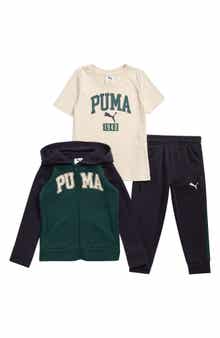 PUMA Kids' Logo Fleece Zip Hoodie, Jersey T-Shirt & Joggers Set