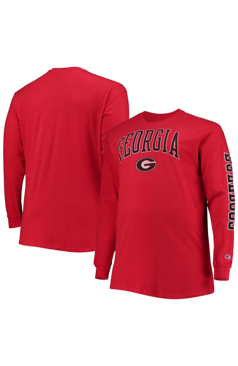 Champion Men's Champion Red Georgia Bulldogs Big & Tall 2-Hit Long Sleeve T-Shirt, Main, color, 