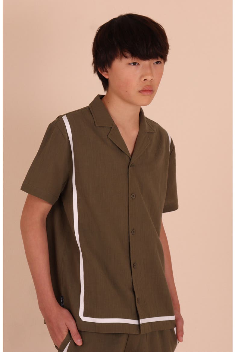 Kids' Cotton Camp Shirt, Alternate, color, OLIVE