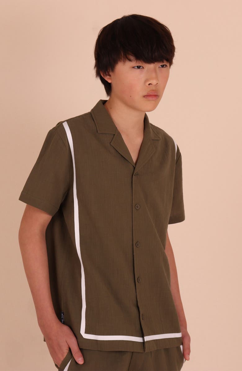 TINY TRIBE Kids' Cotton Camp Shirt, Alternate, color, Olive