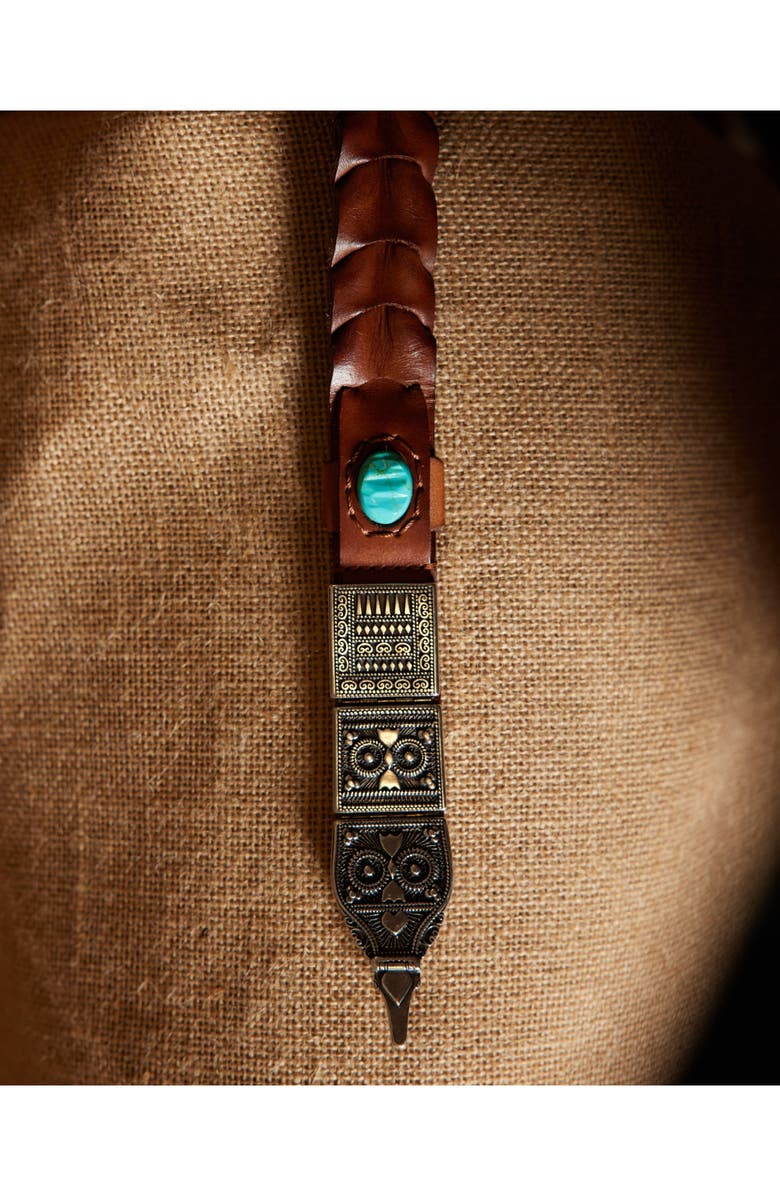 Fortela Tess Woven Leather Belt, Alternate, color, Brown