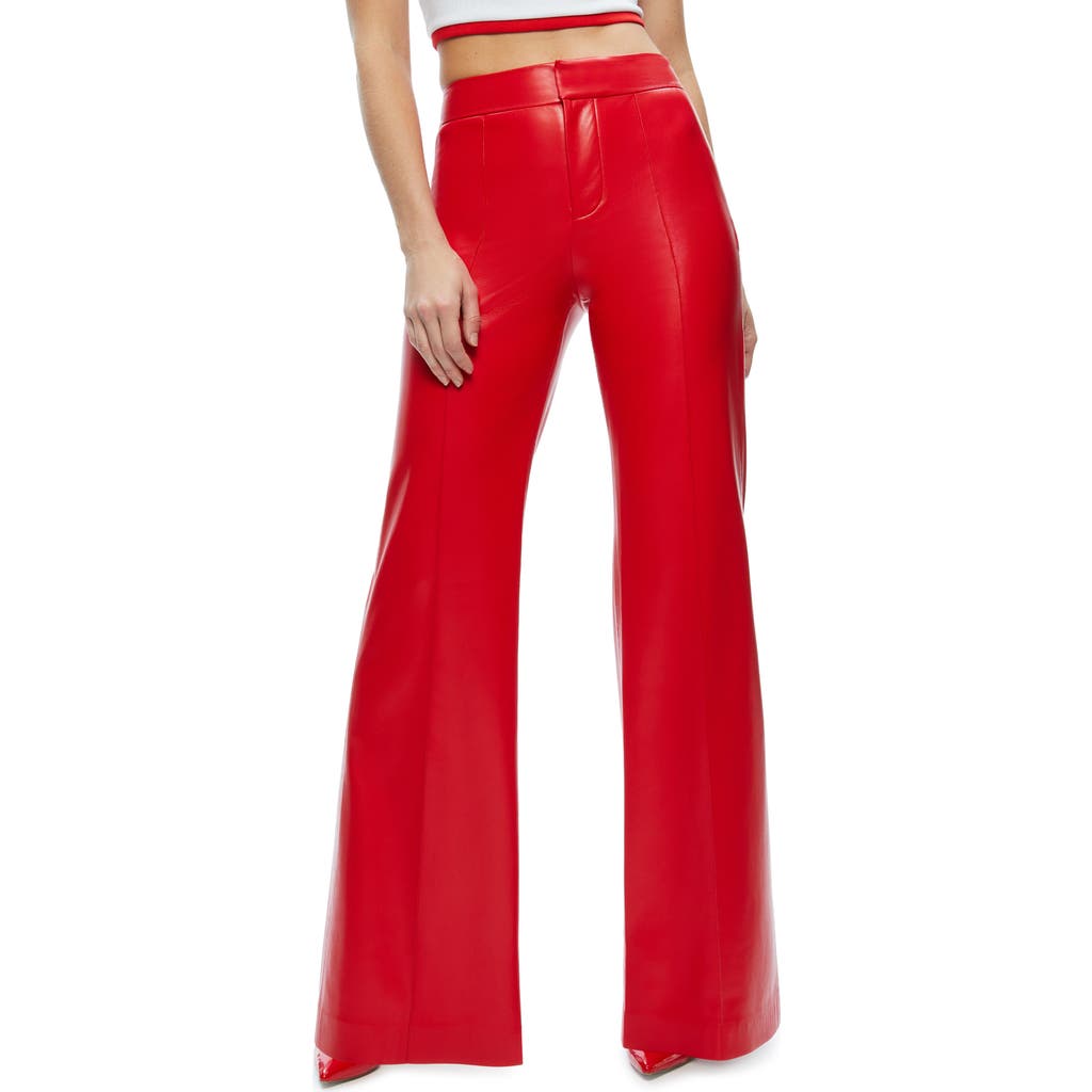 Alice + Olivia Dylan Wide Leg Faux Leather Pants in Bright Ruby