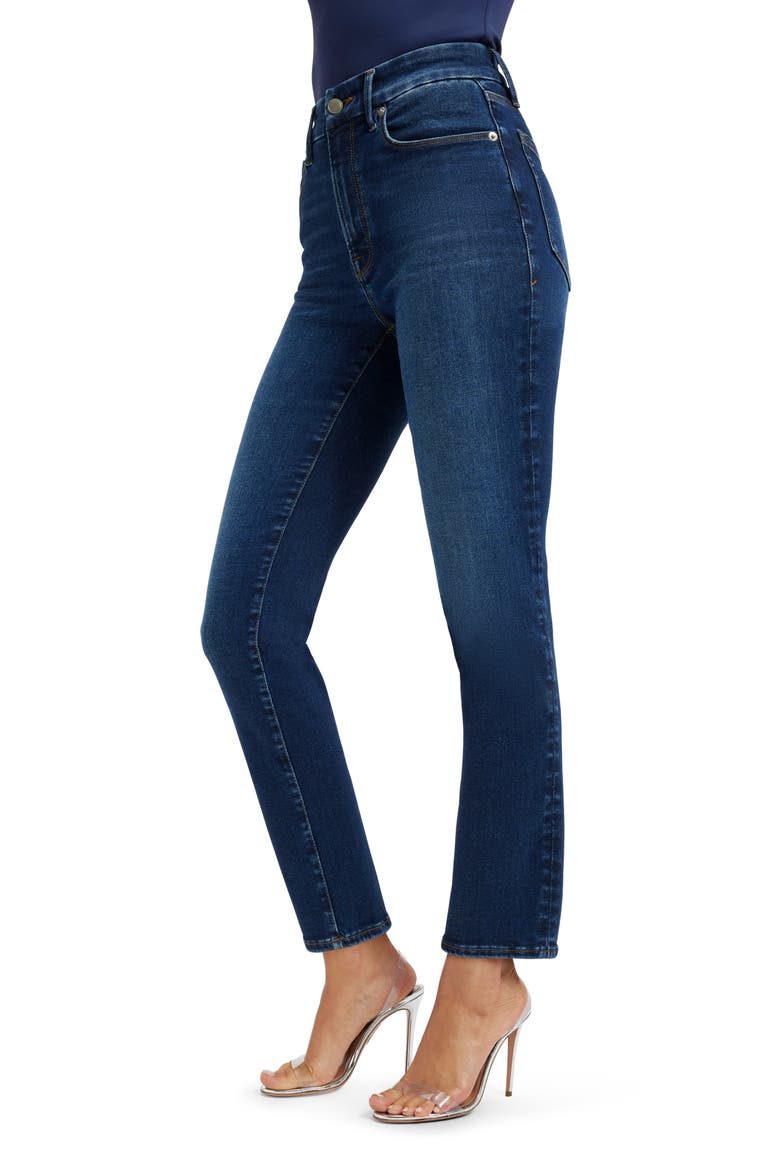 good american cigarette jeans Women's Good Legs Cig Raw-Edge - Indigo and designed in their exclusive stretch denim with recovery ensuring that your jeans will preserve their original shape wear after wear. GOOD AMERICAN JEANS GOOD LEGS