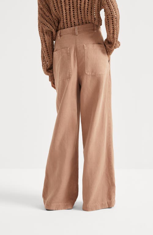Brunello Cucinelli Wide Smart Trousers In Rust Brown