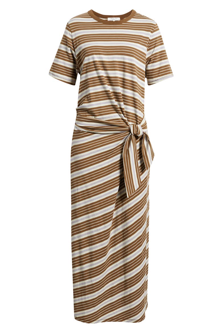 The Slub Stripe T-Shirt Maxi Dress, Alternate, color, BROWN MULTI