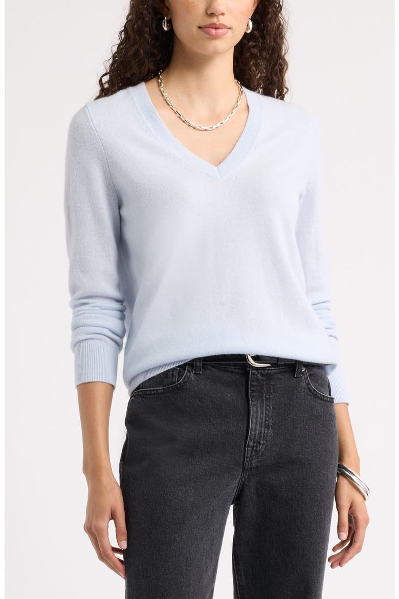 V-Neck Cashmere Sweater, Main, color, BLUE XENON