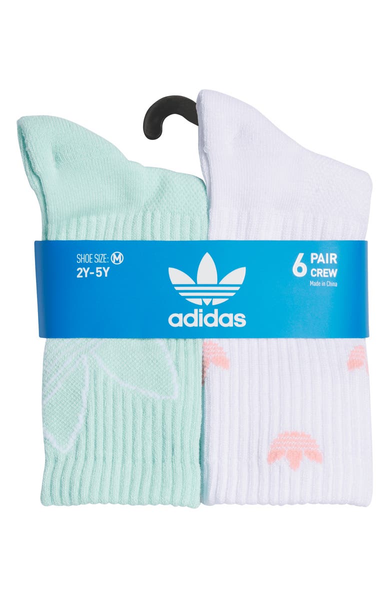 adidas Assorted 6-Pack Kids' Originals Remix 3.0 Performance Crew Socks, Alternate, color, Aqua/Indigo/Pink Spark/White