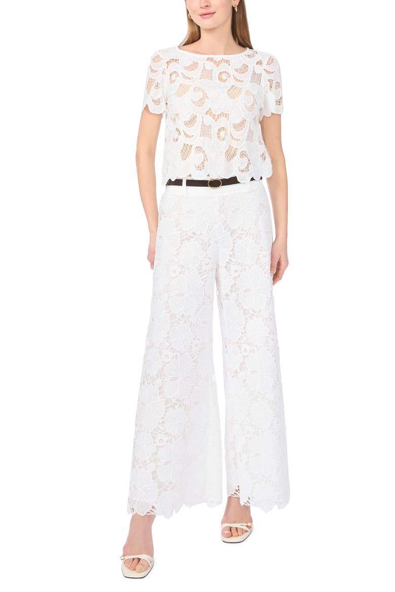 Floral Lace Wide Leg Pants, Alternate, color, ULTRA WHITE