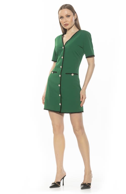 Alexia Admor Jaiya Short Sleeve Button Front Dress In Green