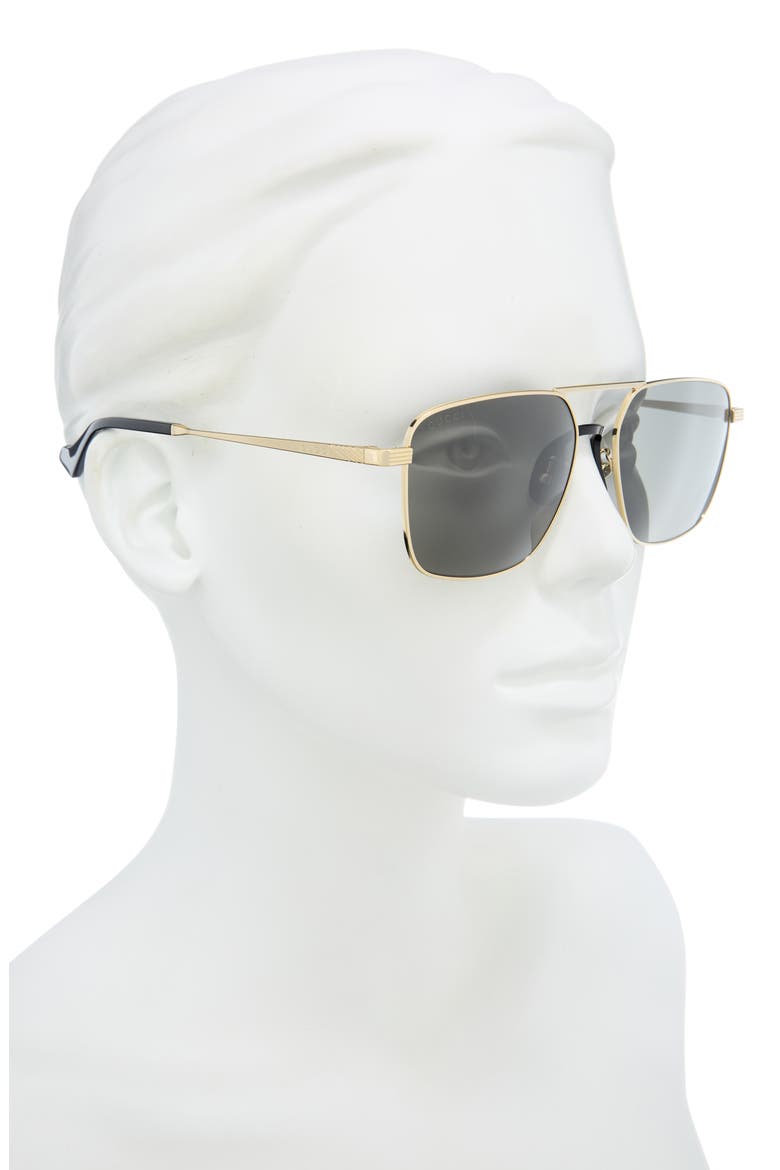 57mm Aviator Sunglasses, Alternate, color, GOLD GOLD GREY