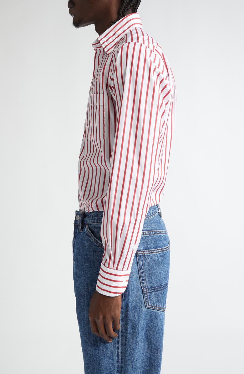 Drake's Stripe Cotton Poplin Button-Up Shirt, Alternate, color, 