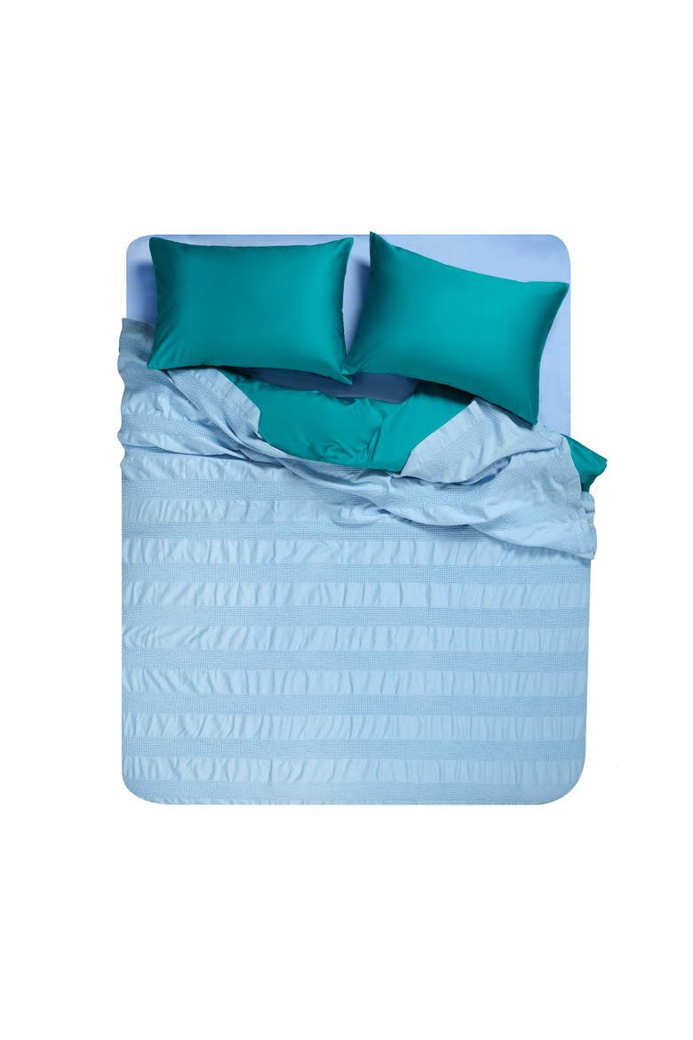 Braga Waffle King Size 100% 94.5" x 86.5" Artisan Design, Alternate, color, Blue
