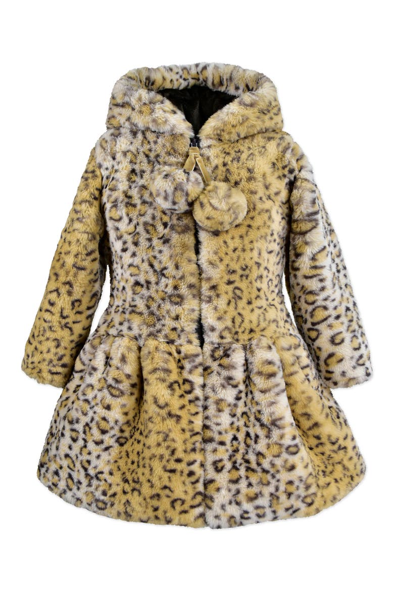 Hooded Faux Fur Coat, Main, color, LPC - CARAMEL LEOPARD