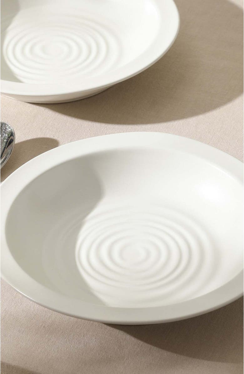 Stone Lain Orbit Stoneware 24-Piece Dinnerware Set with Pasta Bowls, Alternate, color, White
