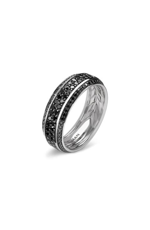 Men's Beveled Band Ring with Pavé Black Diamonds