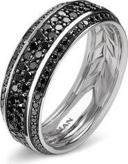 David Yurman Men's Beveled Band Ring with Pavé Black Diamonds
