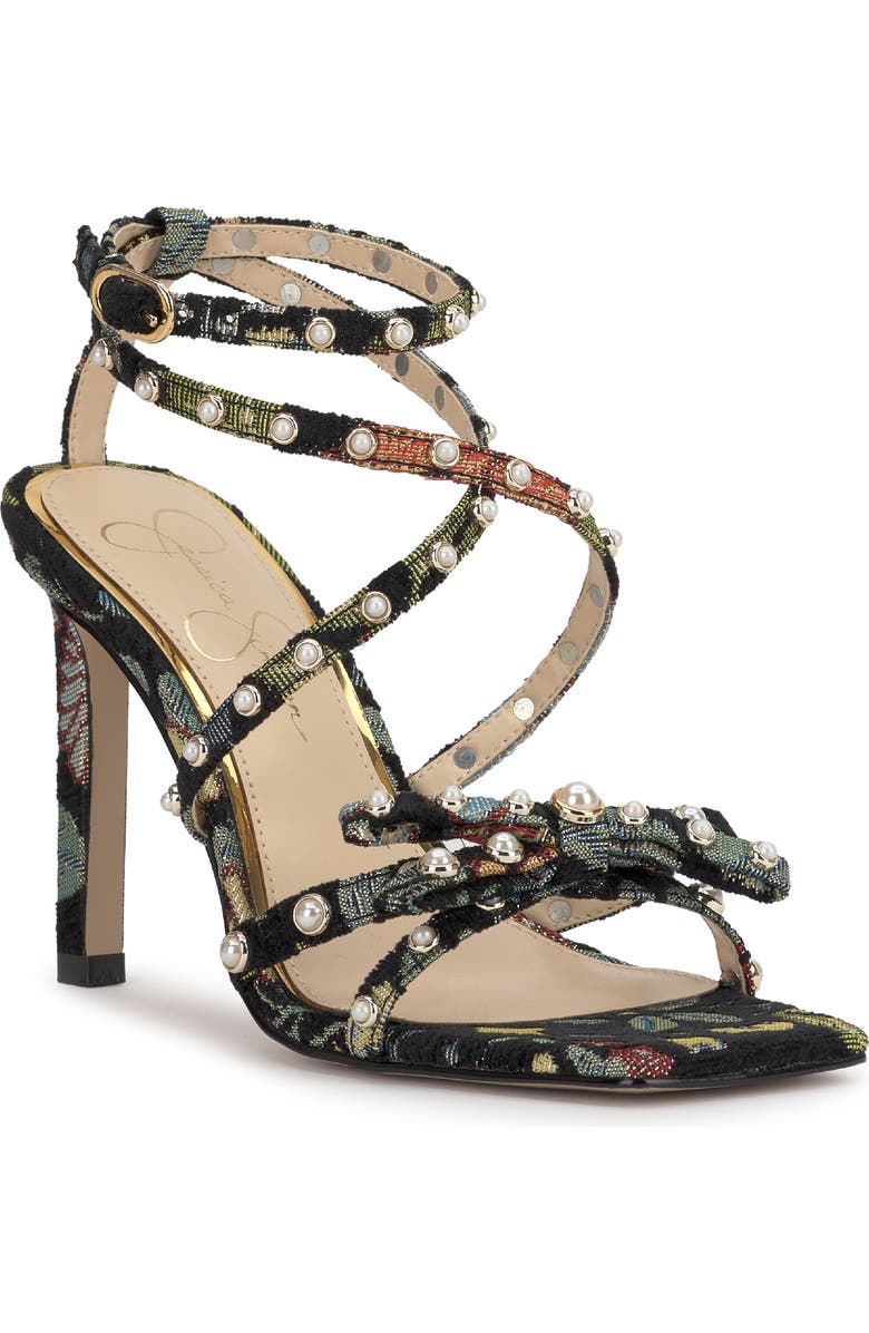 Jessica Simpson Loelva Studded Strappy Sandal, Main, color, Black Multi